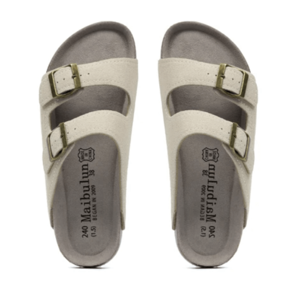 Maibulun Suede Arizona Sandals - Cream | Arventti