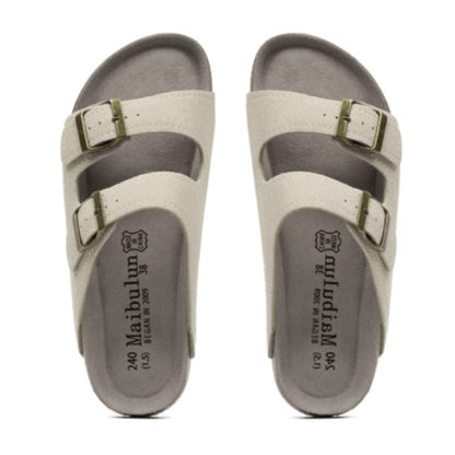 Maibulun Suede Arizona Sandals - Cream | Arventti