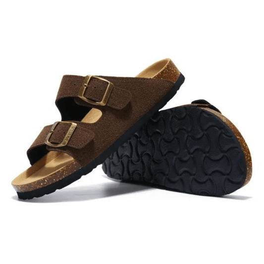 Maibulun Suede Arizona Sandals - Dark Brown | Arventti