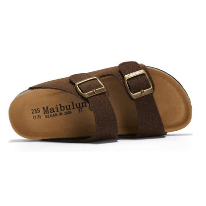 Maibulun Suede Arizona Sandals - Dark Brown | Arventti
