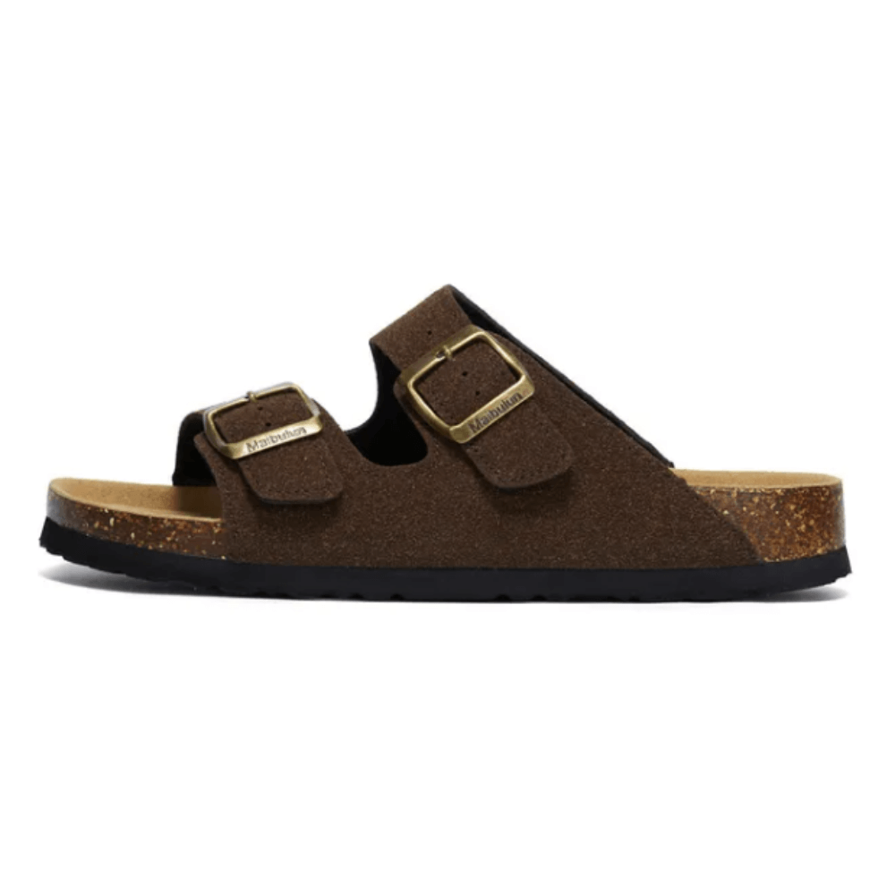 Maibulun Suede Arizona Sandals - Dark Brown | Arventti