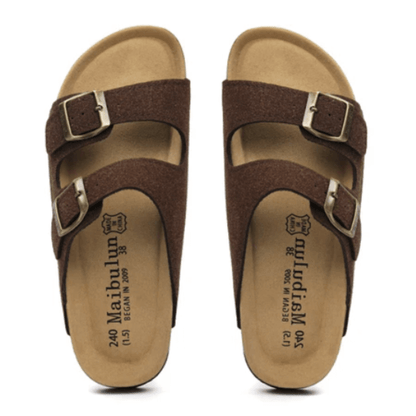 Maibulun Suede Arizona Sandals - Dark Brown | Arventti