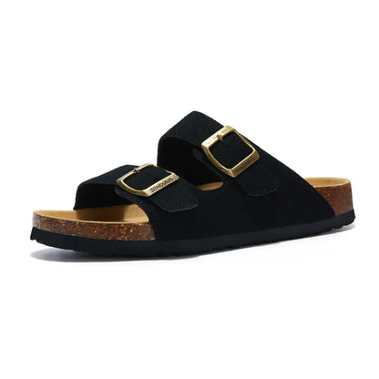Maibulun Suede Arizona Sandals - Black | Arventti