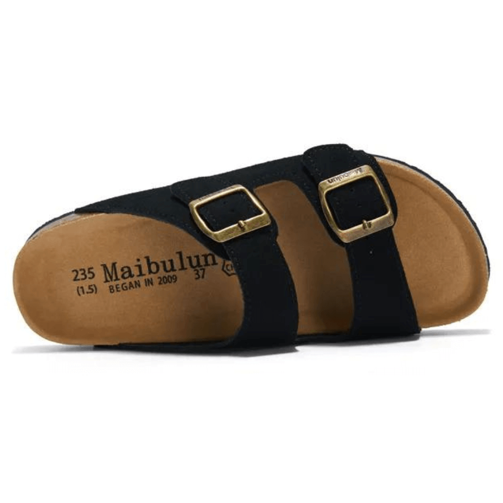 Maibulun Suede Arizona Sandals - Black | Arventti