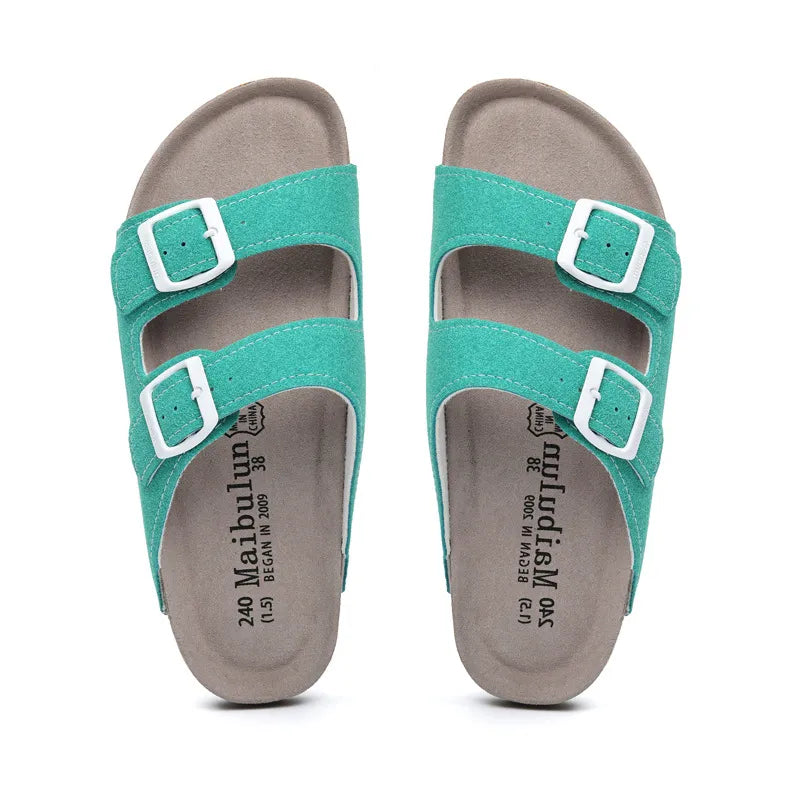 Maibulun Suede Arizona Sandals - Aqua | Arventti