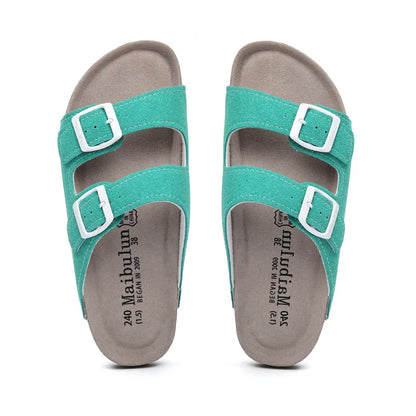 Maibulun Suede Arizona Sandals - Aqua | Arventti