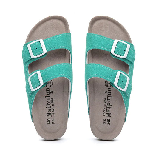 Maibulun Suede Arizona Sandals - Aqua | Arventti
