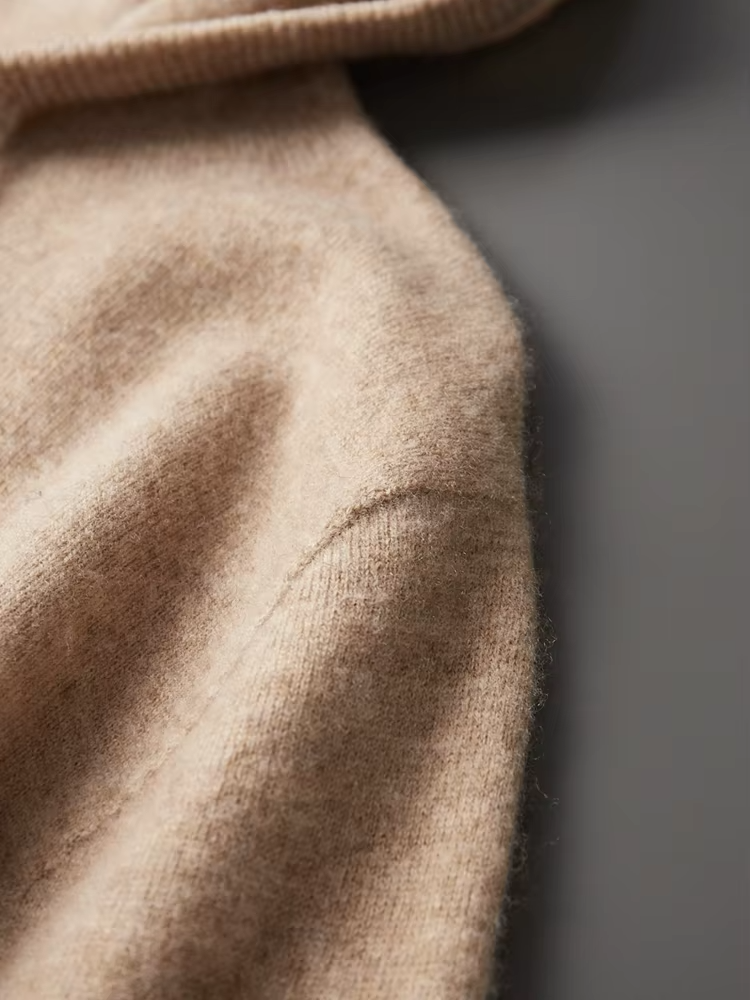 Pure Extra-Fine Merino Wool Beige Leisure Hoodie | Arventti