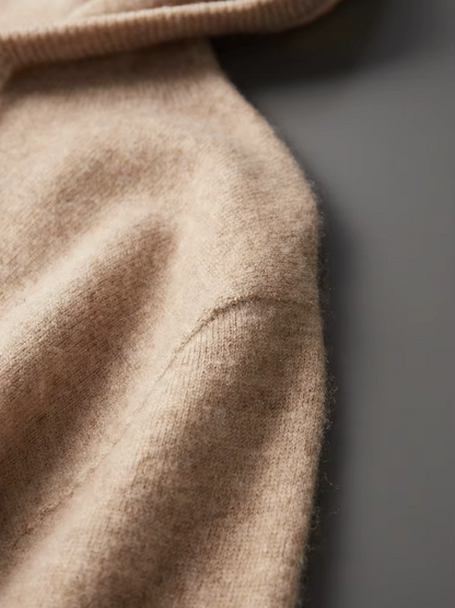Pure Extra-Fine Merino Wool Beige Leisure Hoodie | Arventti
