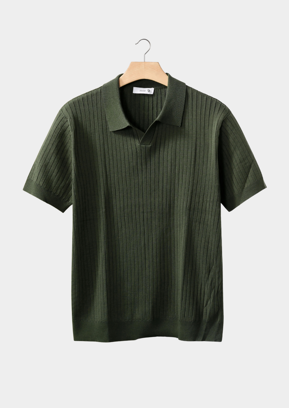 Olive Ribbed Buttonless Polo | Arventti