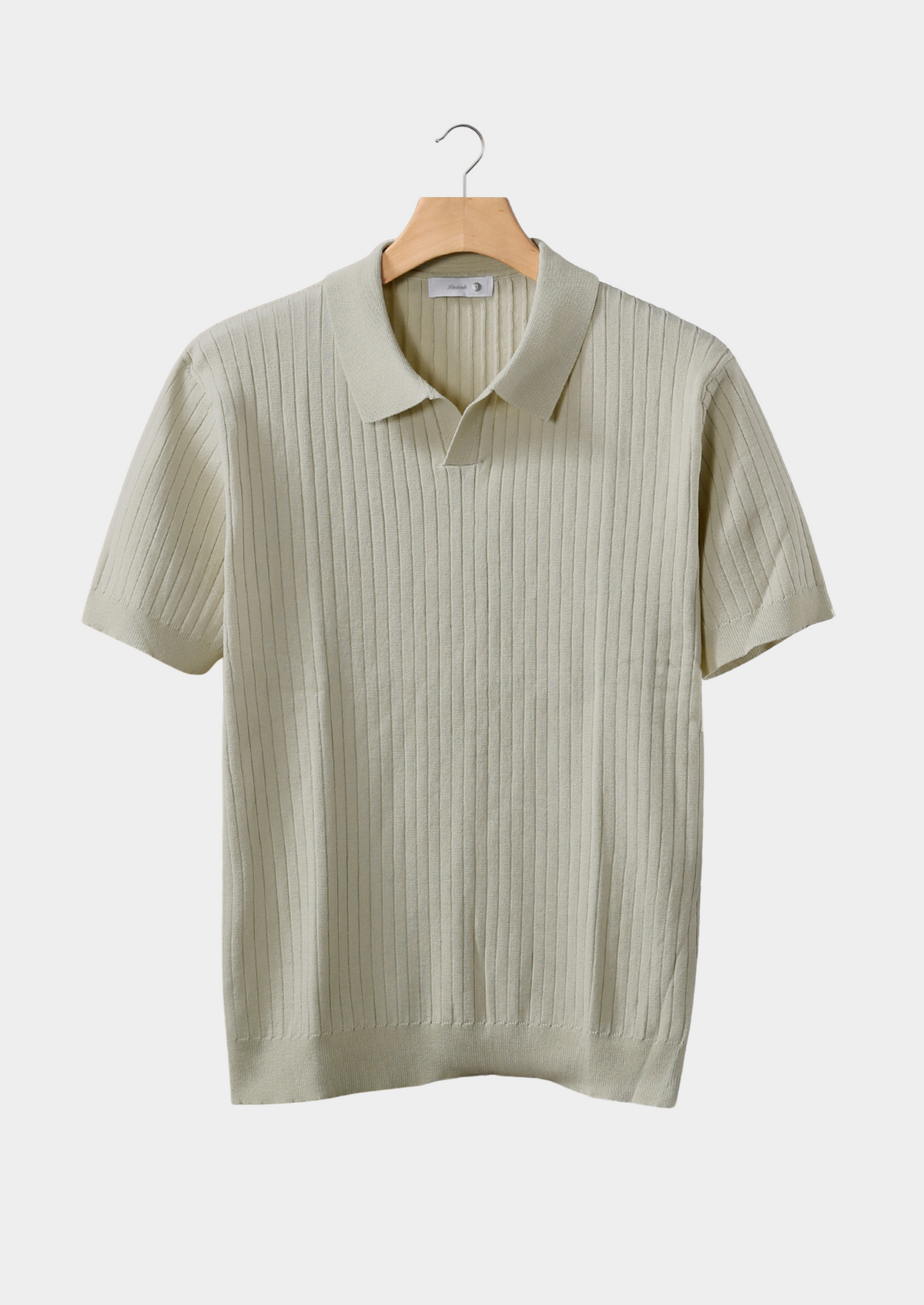 Khaki Ribbed Buttonless Polo | Arventti