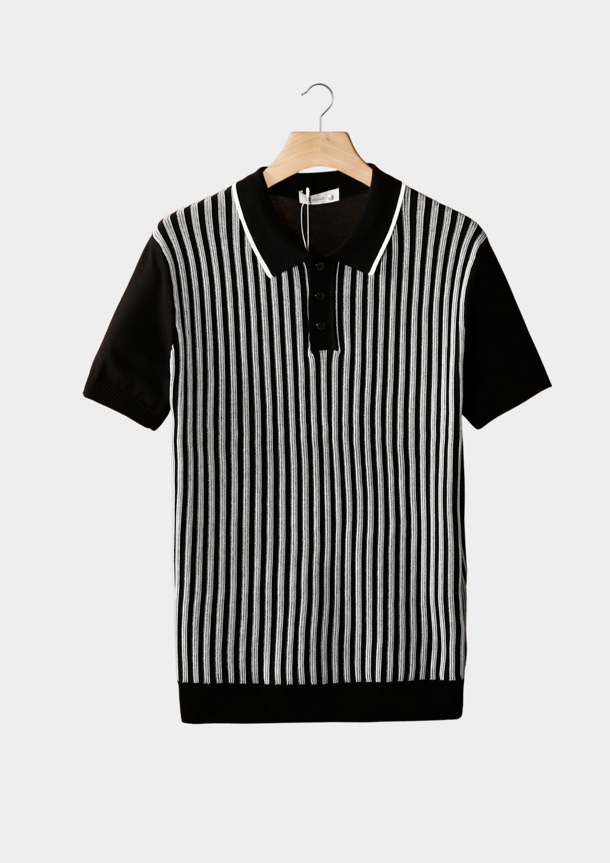 Black Vertical Striped Polo | Arventti