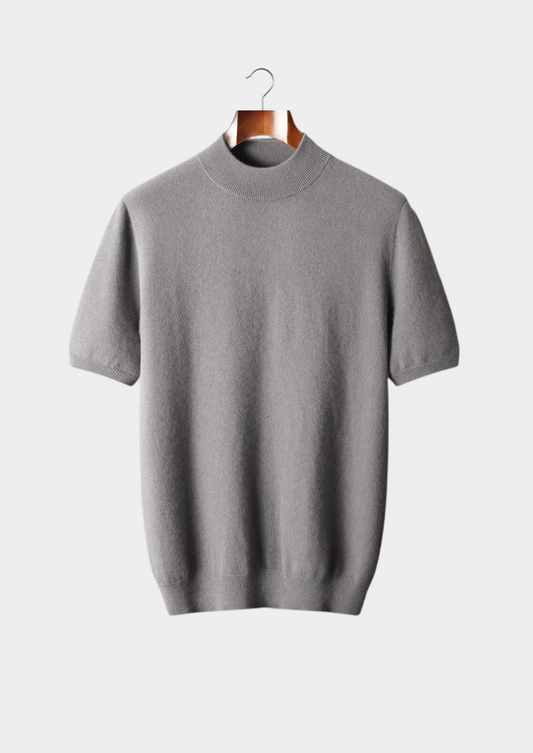 Premium Cashmere Mock Neck T-Shirt | Arventti