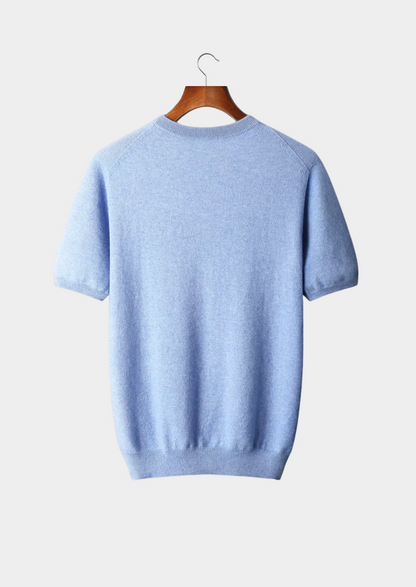 Premium Cashmere Classic Crewneck T-Shirt - Light Blue | Arventti