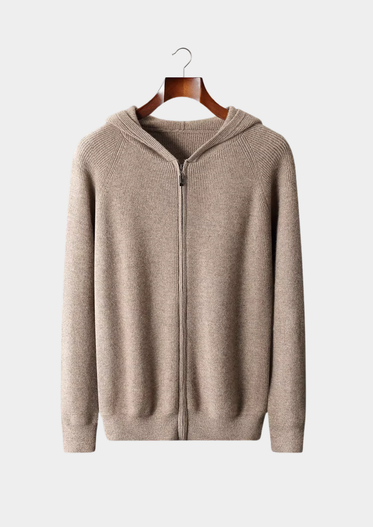 Pure Extra-Fine Merino Wool Ribbed Zip Hoodie | Arventti
