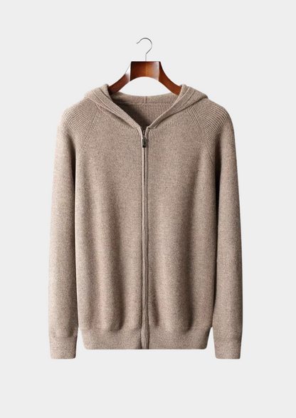 Pure Extra-Fine Merino Wool Ribbed Zip Hoodie | Arventti