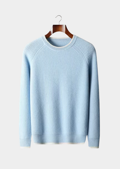 Pure Extra-Fine Merino Wool Two Tone Crewneck | Arventti