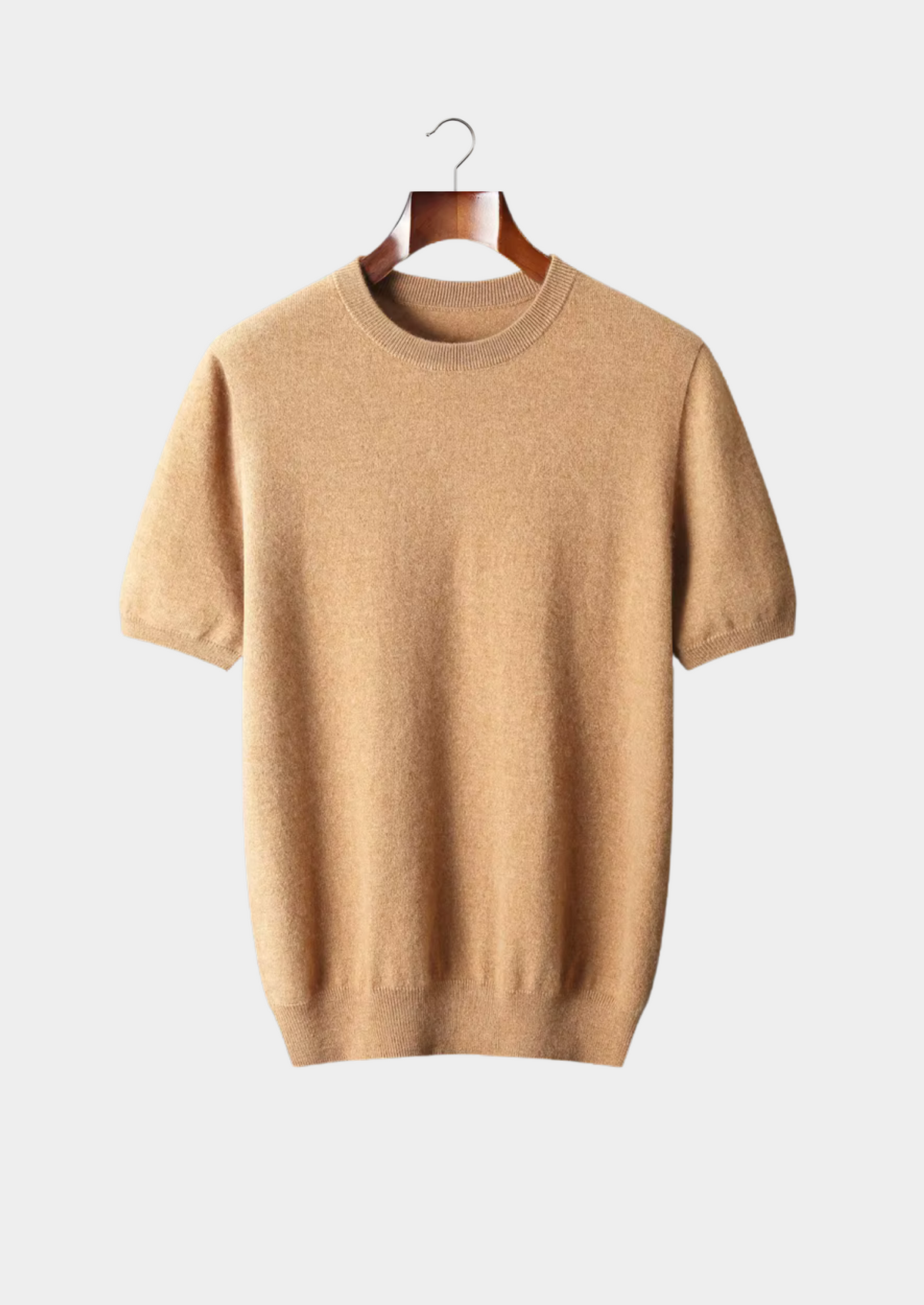 Premium Cashmere Classic Crewneck T-Shirt - Honey Mustard | Arventti