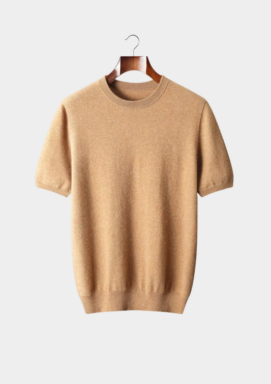 Premium Cashmere Classic Crewneck T-Shirt - Honey Mustard | Arventti