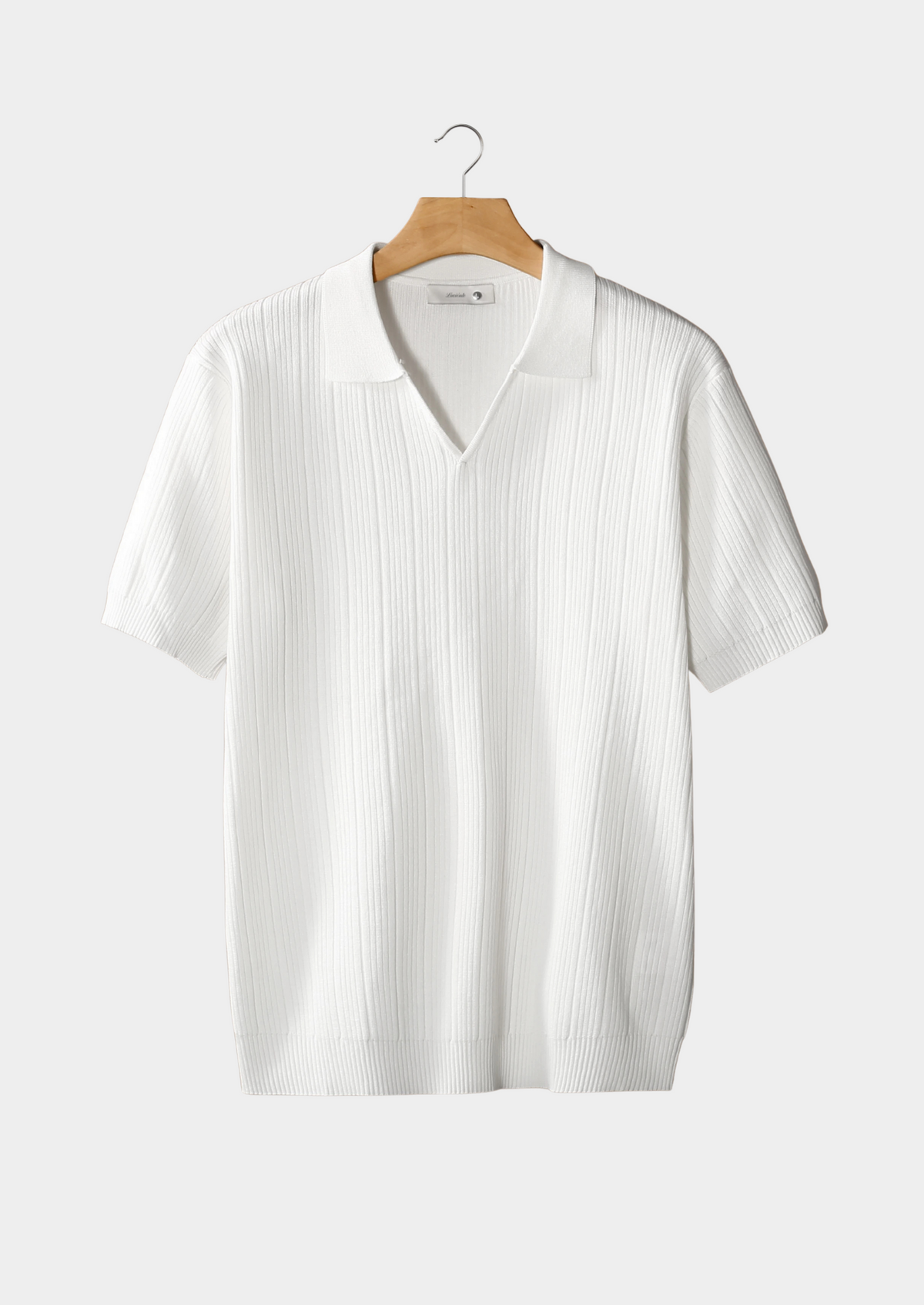 White Open Collar Ribbed Polo | Arventti