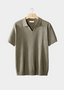 Taupe Open Collar Ribbed Polo