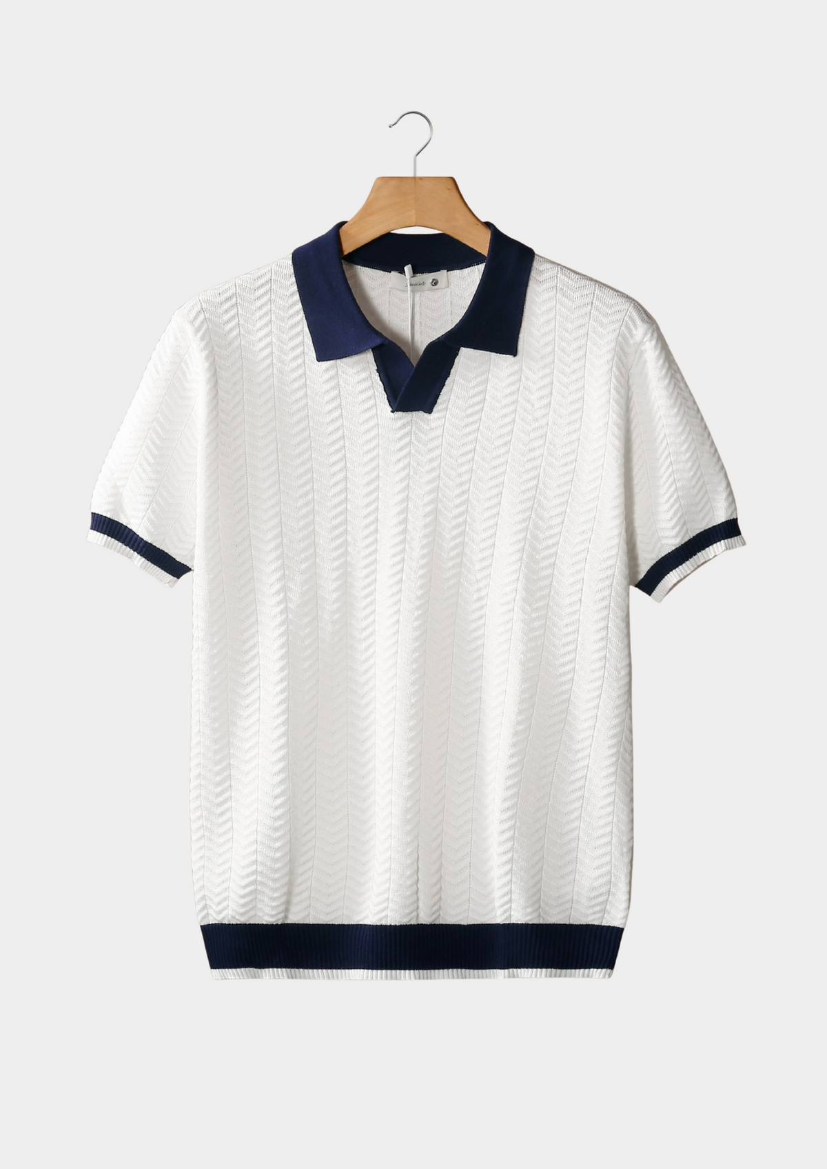 White Contrast Textured Polo | Arventti