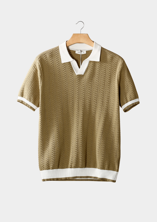 Almond Contrast Textured Polo | Arventti