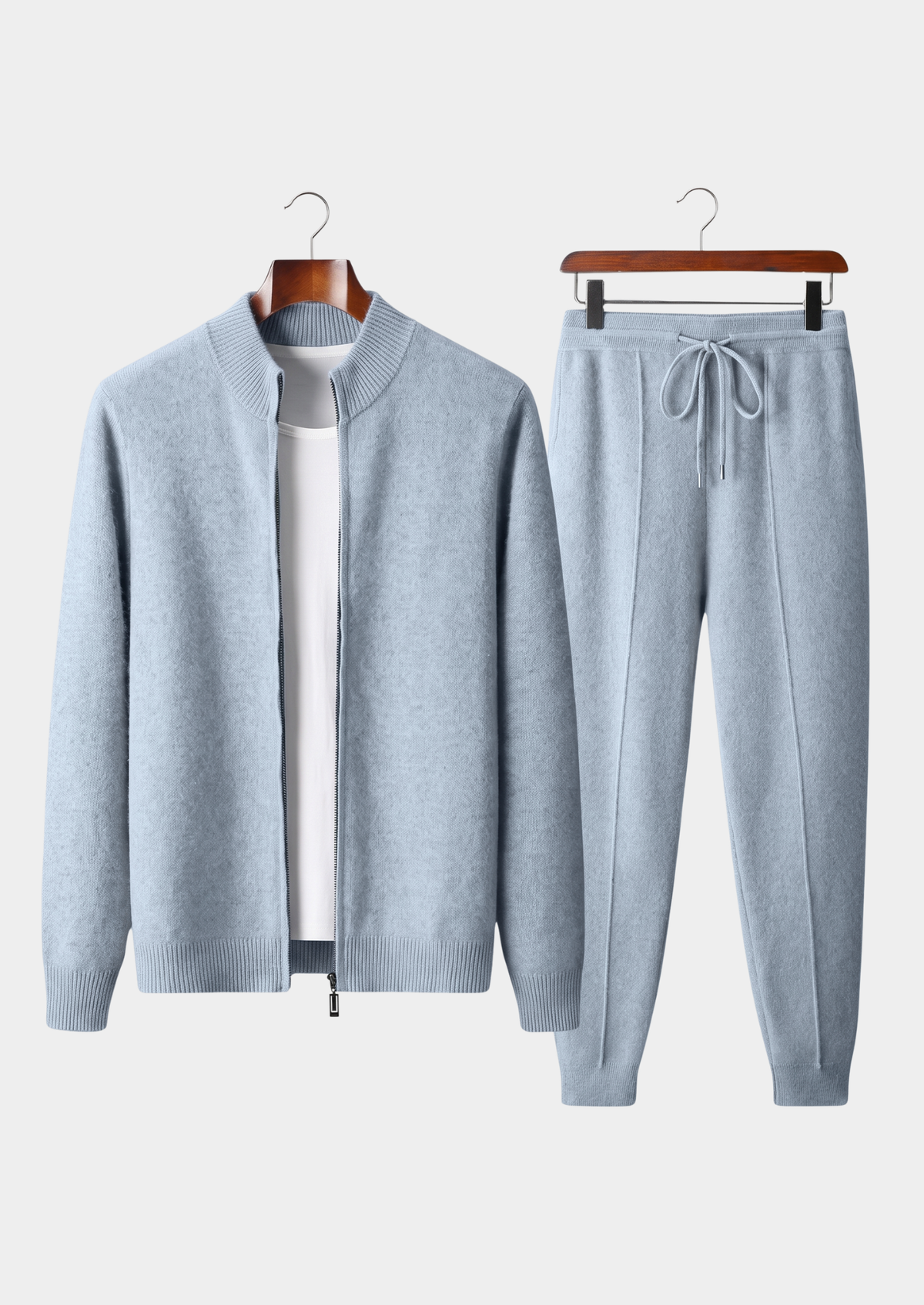 Pure Extra-Fine Merino Wool Light Blue Luzzo Set | Arventti