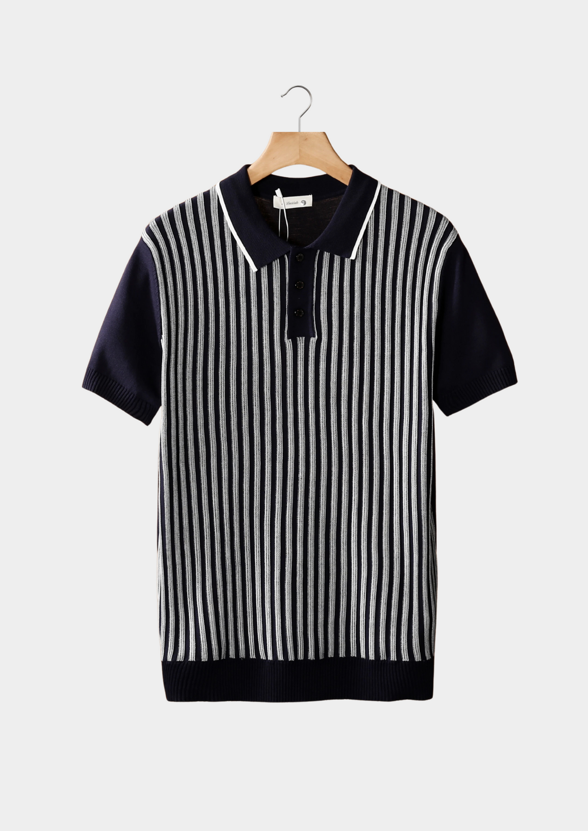 Navy Vertical Striped Polo | Arventti