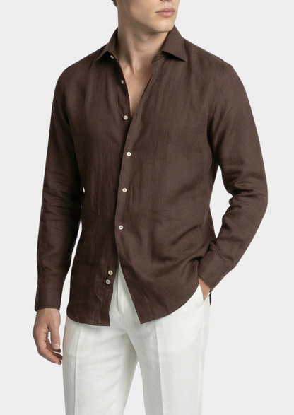 Portofino Coastal Shirt - Dark Brown | Arventti