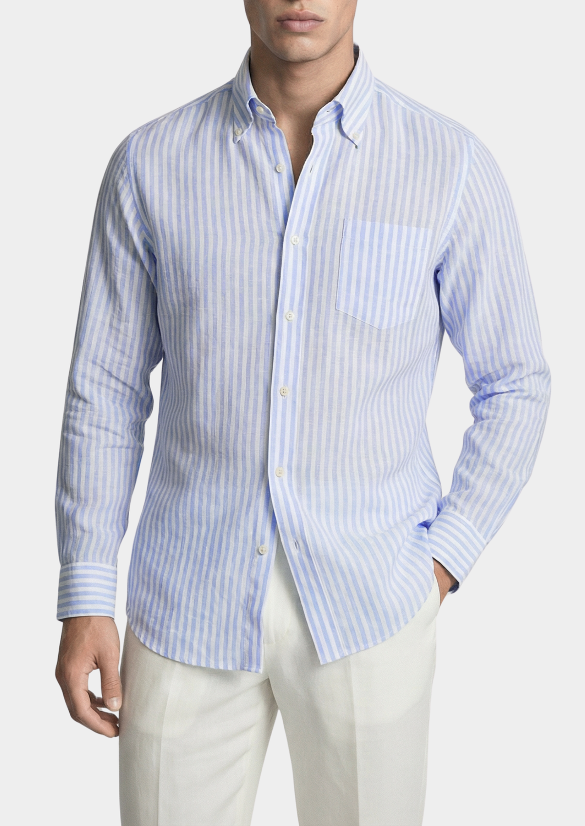Portofino Striped Coastal Shirt - Light Blue | Arventti