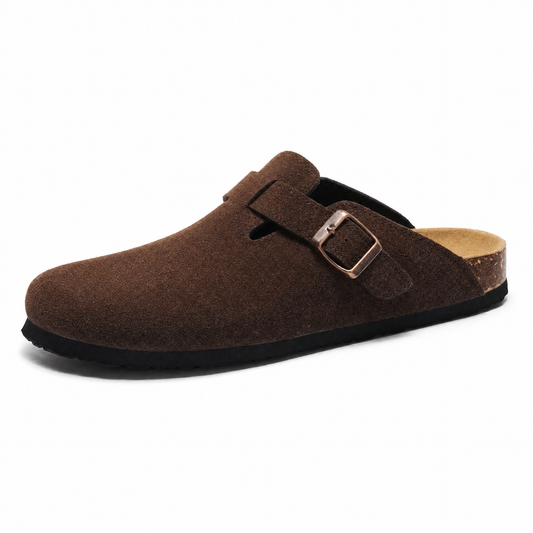 Arventti Suede Boston Clogs - Dark Brown