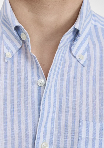 Portofino Striped Coastal Shirt - Light Blue | Arventti