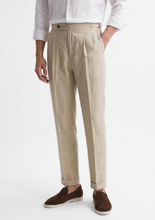 Tuscany Pleated Coastal Trousers - Sand | Arventti