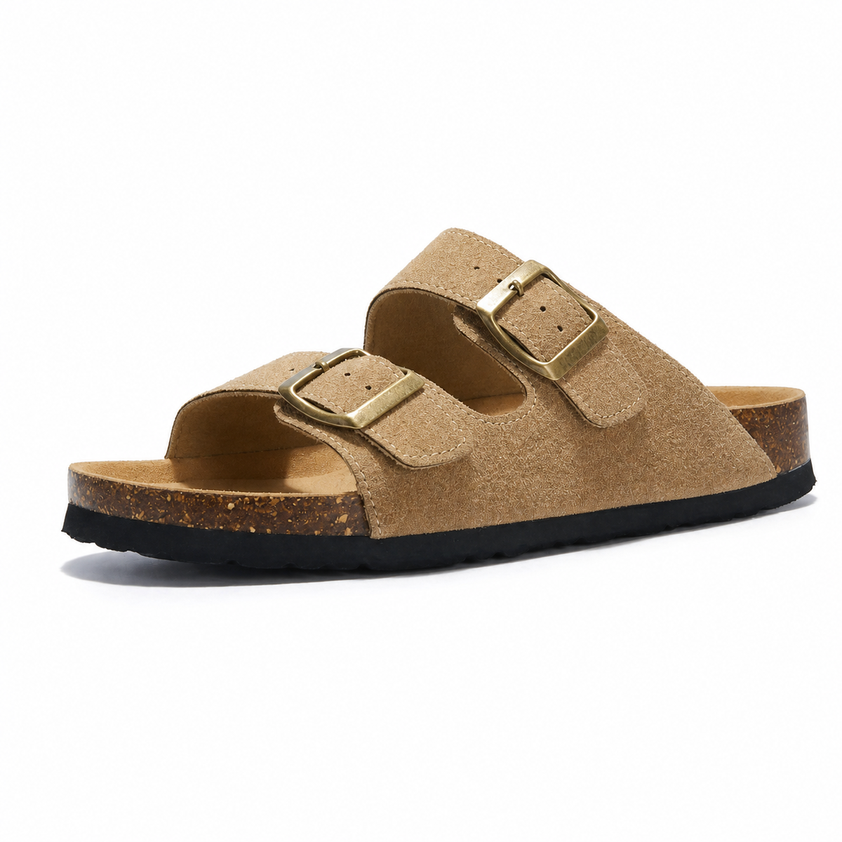 Maibulun Suede Arizona Sandals - Light Brown | Arventti