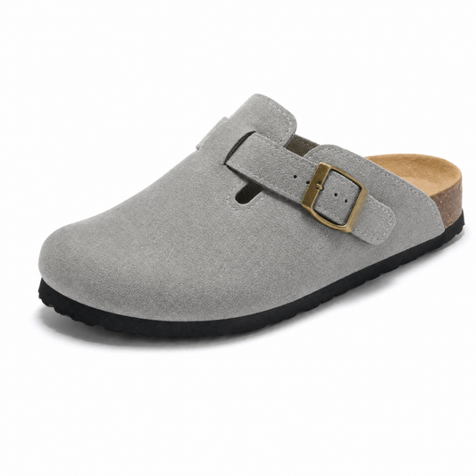 Arventti Suede Boston Clogs - Light Grey