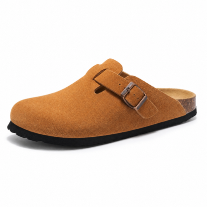 Arventti Suede Boston Clogs - Caramel