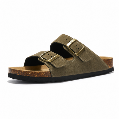 Maibulun Suede Arizona Sandals - Moss Green | Arventti